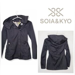 SOIA & KYO Black Cotton Trench Jacket